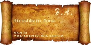 Hirschbein Anna névjegykártya